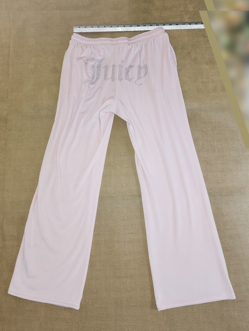 Juicy Couture Pink Velour Pants Bling Logo Y2k Style Women - Picture 9 of 13